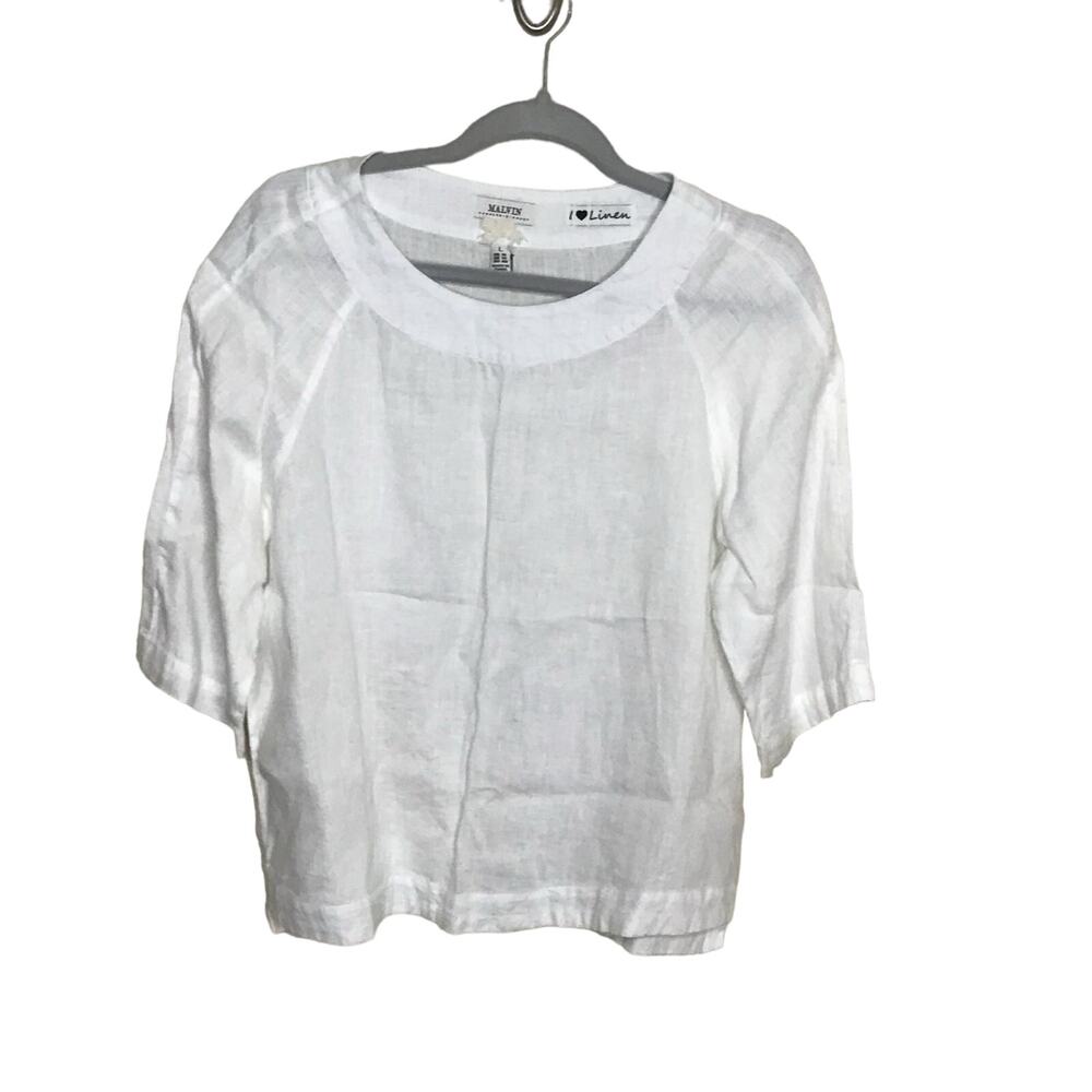 Malvin I Heart Linen Womens 3/4 Sleeve Top Size L
